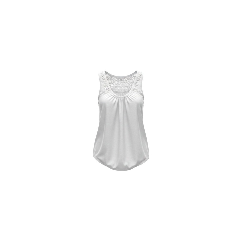 Almost Famous Tank Top Womens M White NWT Crochet Lace V-Neck Pleated Boho